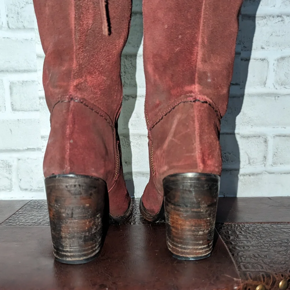 FreeBird Brock Over the Knee Red Vine Suede Boots size 8 - Picture 11 of 15